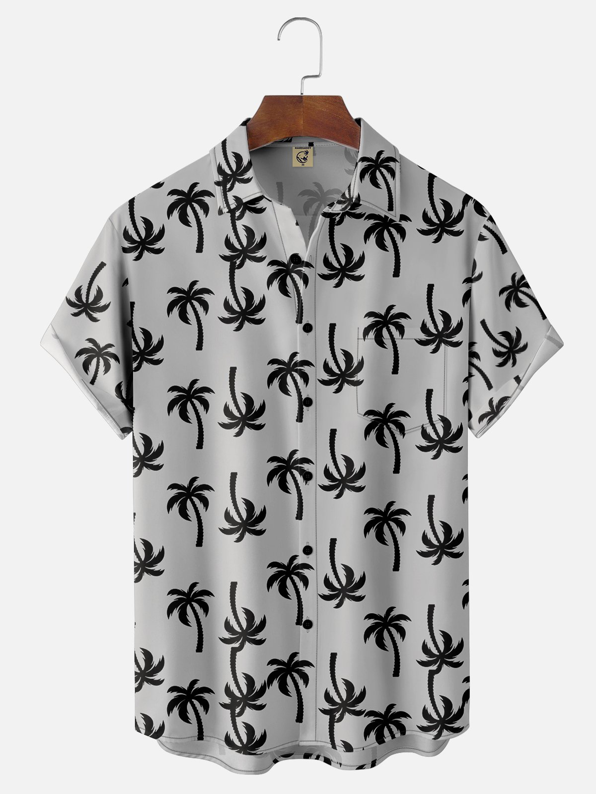 Moisture-wicking Palm Tree Chest Pocket Hawaiian Shirt