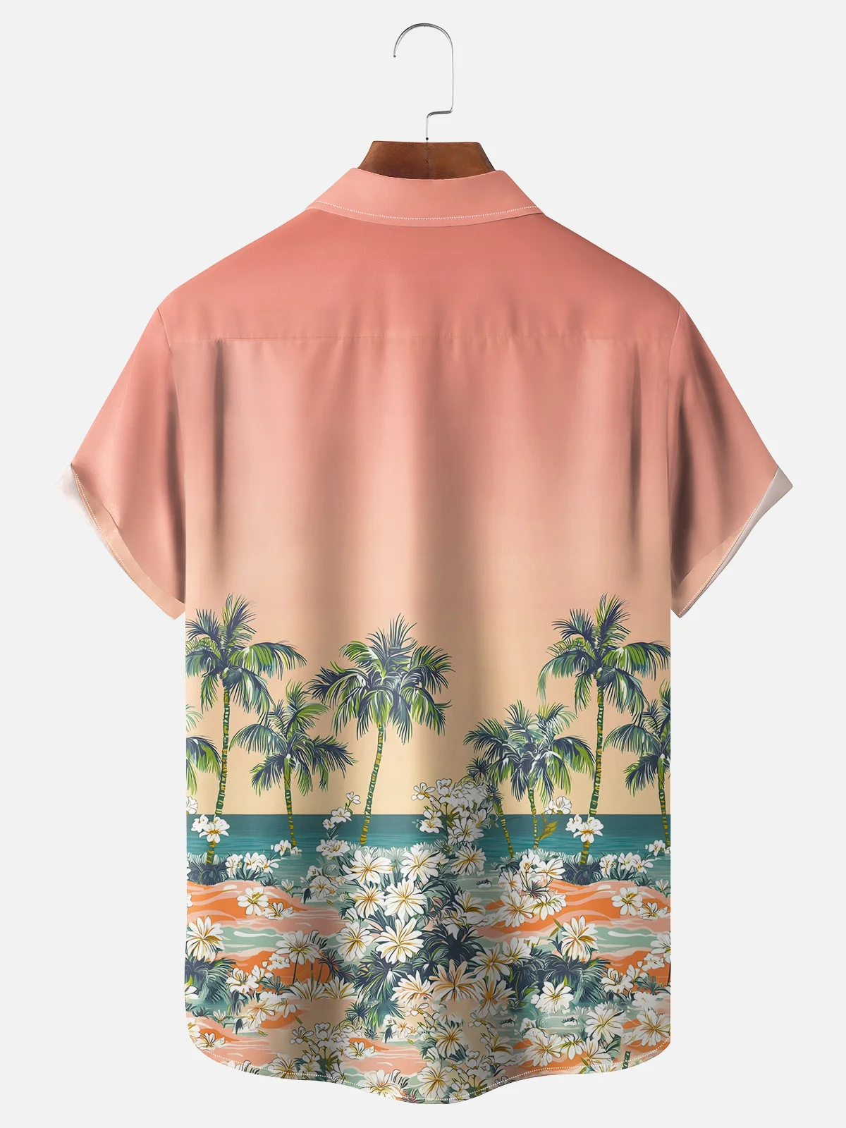Moisture-wicking Palm Tree Chest Pocket Hawaiian Shirt