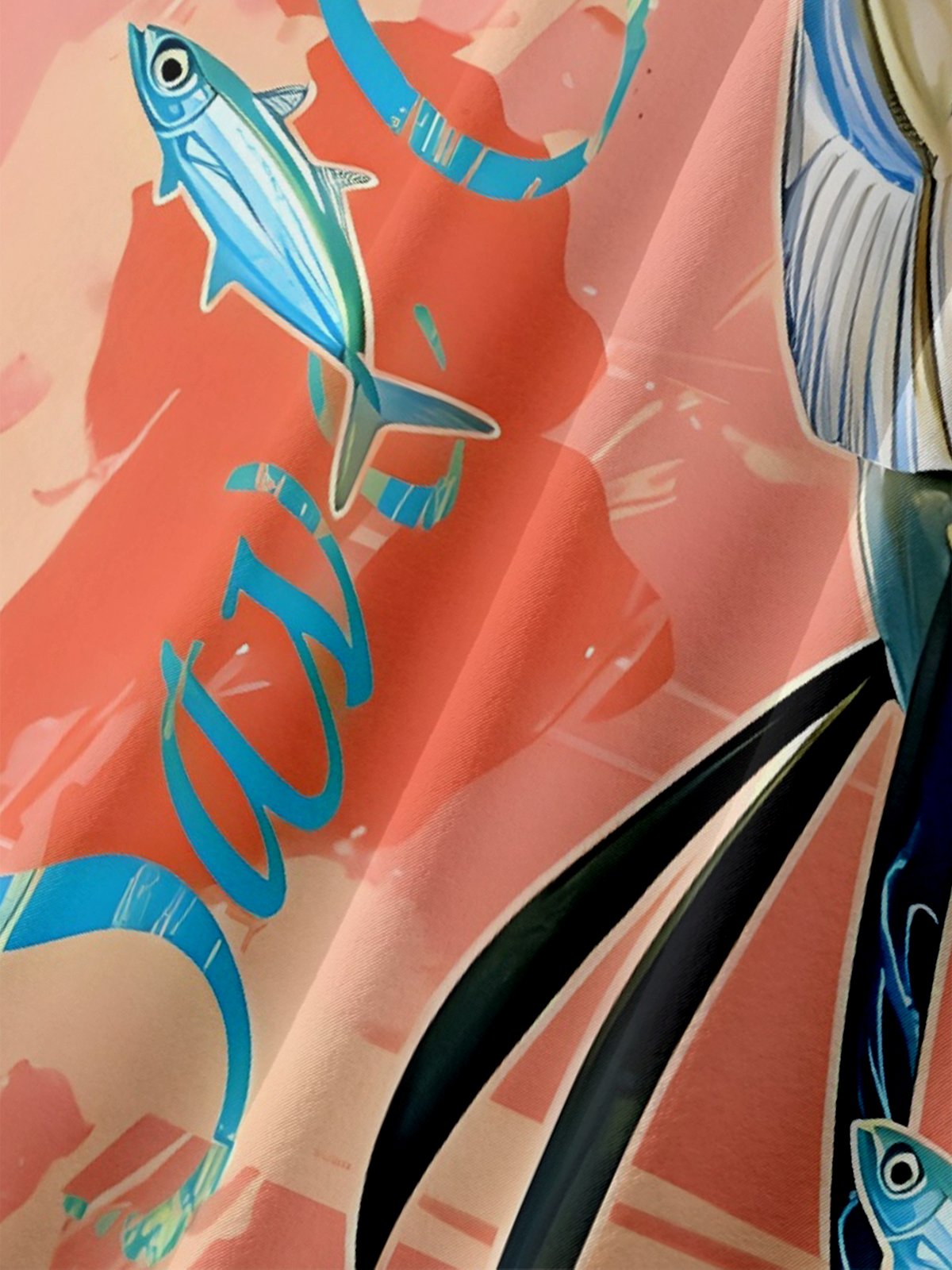 Moisture-wicking Swordfish Ocean Chest Pocket Hawaiian Shirt