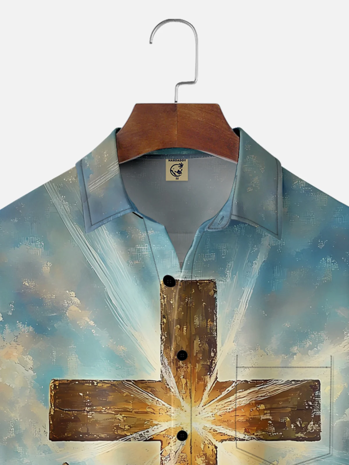 Moisture-wicking Easter Bunny Rabbit Eggs Cross Chest Pocket Casual Shirt