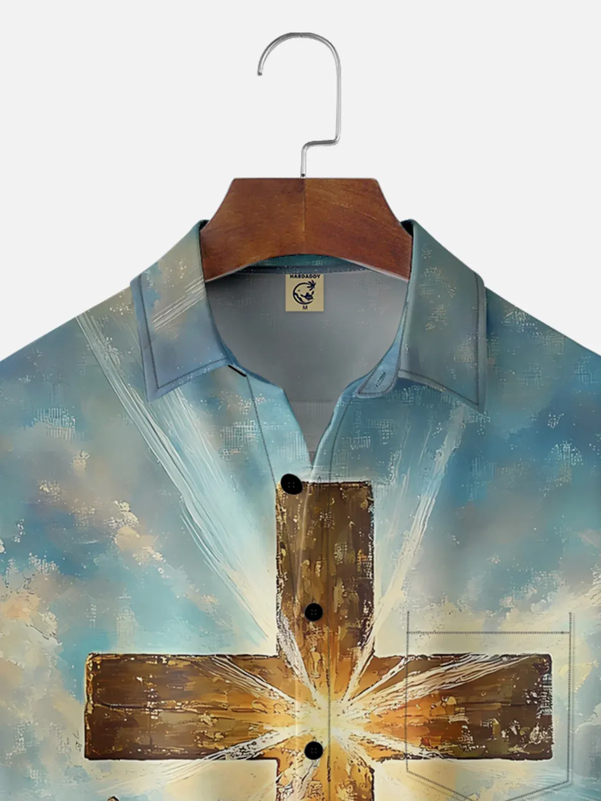 Moisture-wicking Easter Bunny Rabbit Eggs Cross Chest Pocket Casual Shirt