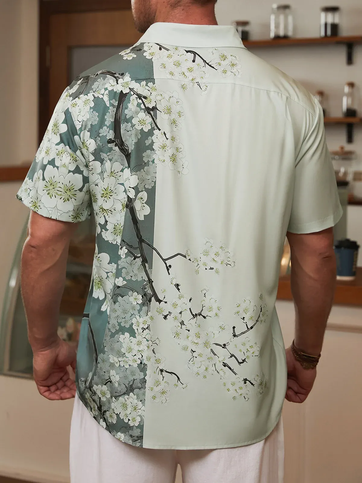 Floral Sakura Chest Pocket Short Sleeve Hawaiian Shirt