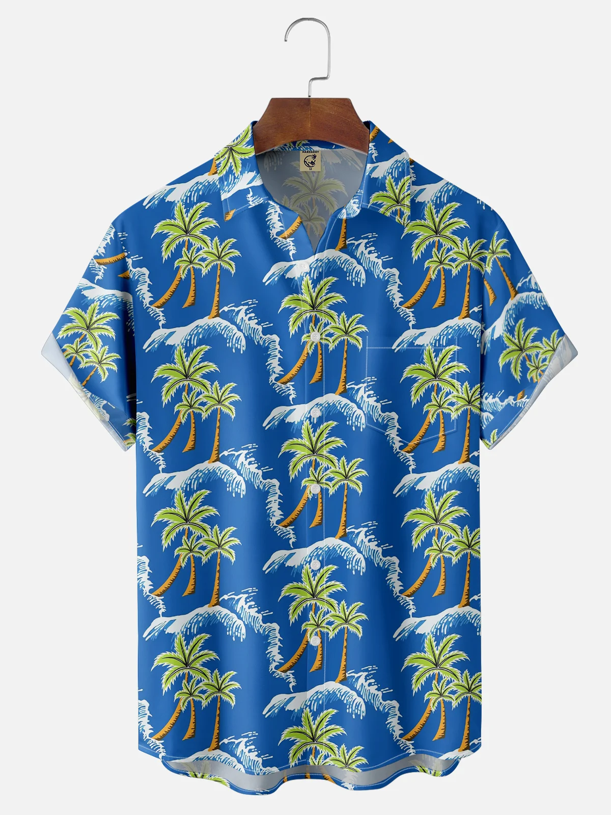 Moisture-wicking Palm Tree Chest Pocket Hawaiian Shirt