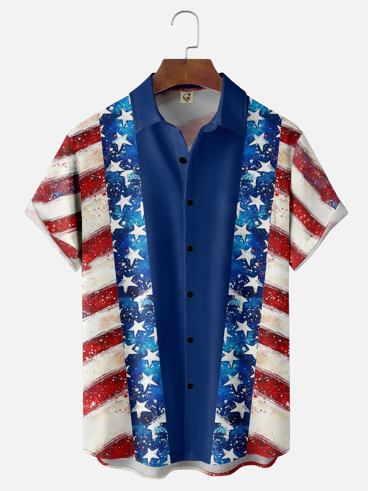 Moisture-wicking American Independence Day Memorial Day Chest Pocket Casual Shirt