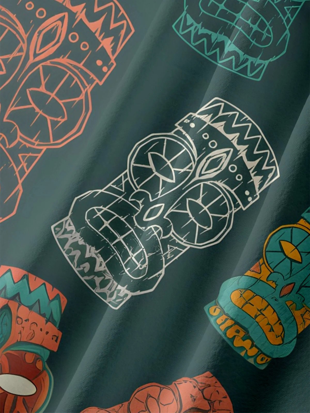 Moisture-wicking Tiki Chest Pocket Hawaiian Shirt