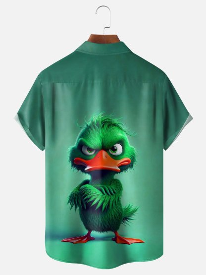 Moisture-wicking Angry Duck Chest Pocket Hawaiian Shirt