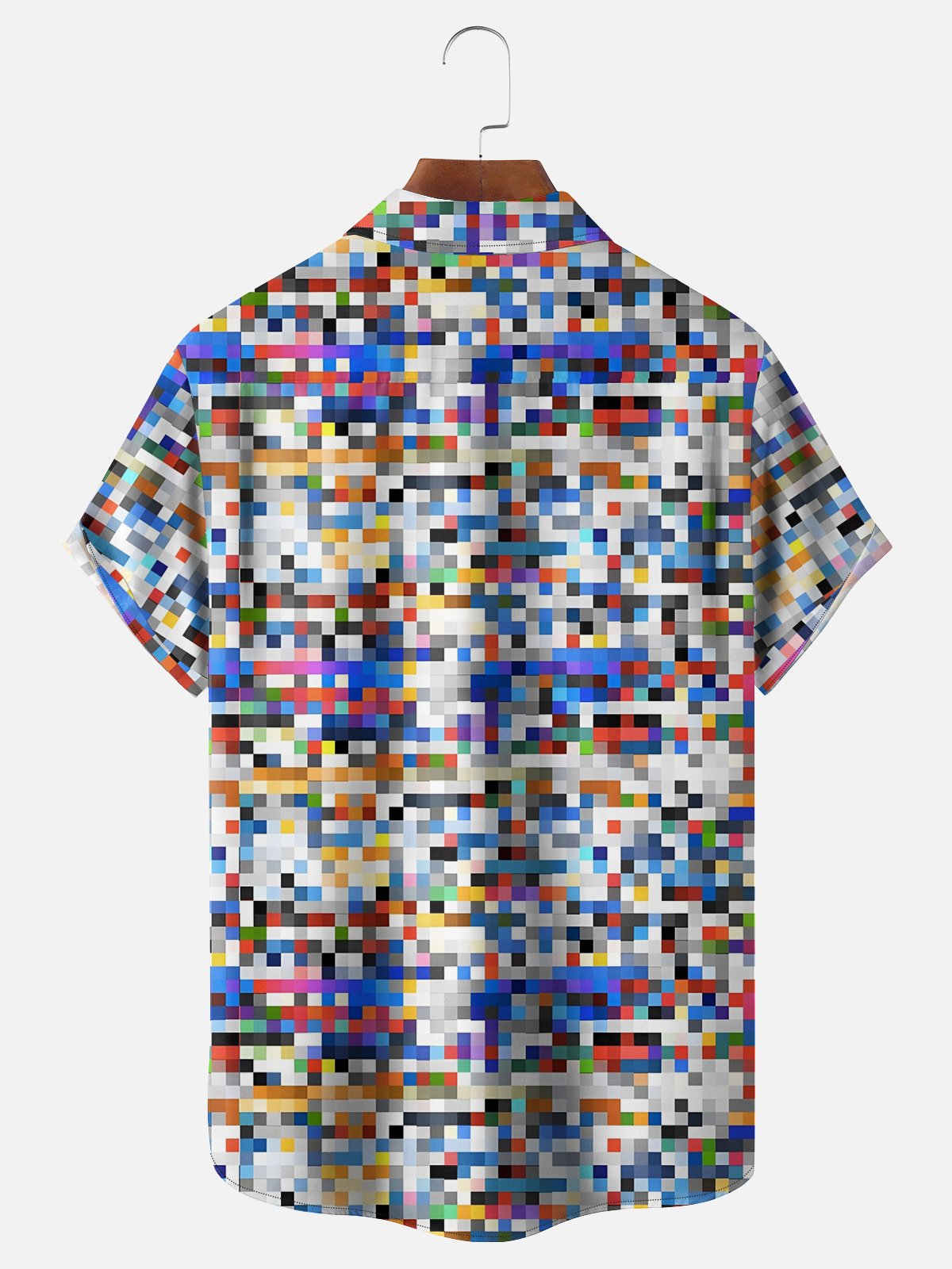 Moisture-wicking Abstract Plaid Chest Pocket Hawaiian Shirt