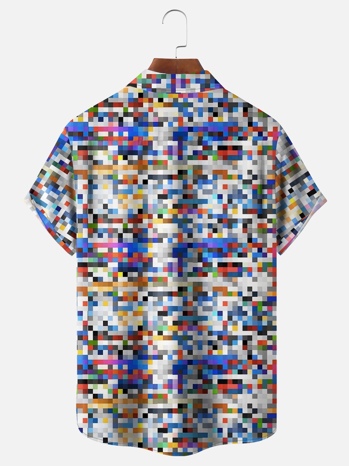 Moisture-wicking Abstract Plaid Chest Pocket Hawaiian Shirt