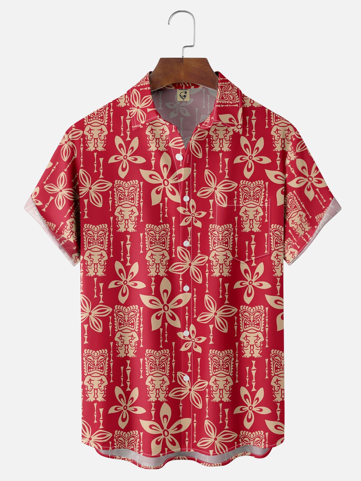Moisture-wicking Tiki Chest Pocket Hawaiian Shirt