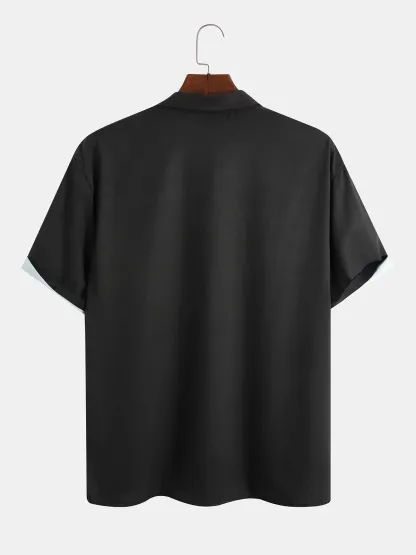 Hawaiian Retro Geometric Abstract Elements Men's Casual Short-sleeved Shirt