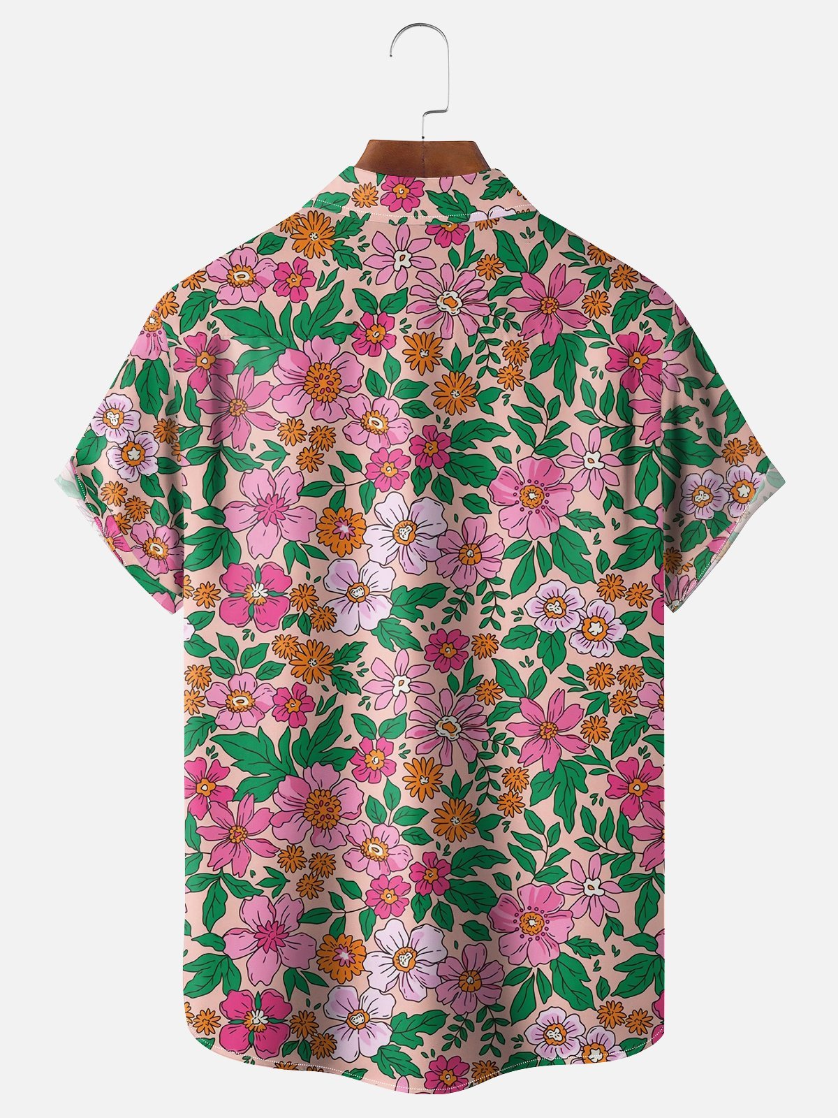 Moisture-wicking Floral Chest Pocket Hawaiian Shirt