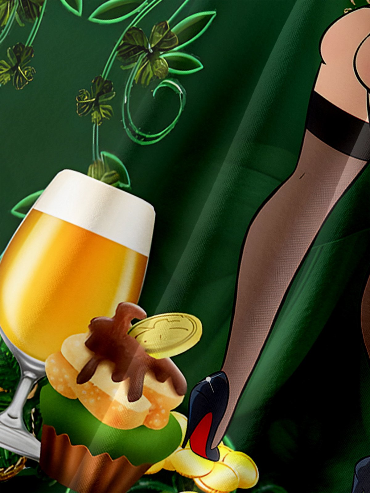 Hawaiian Button Up Shirt For Men Green St. Patrick'S Day Luck By Alice Meow