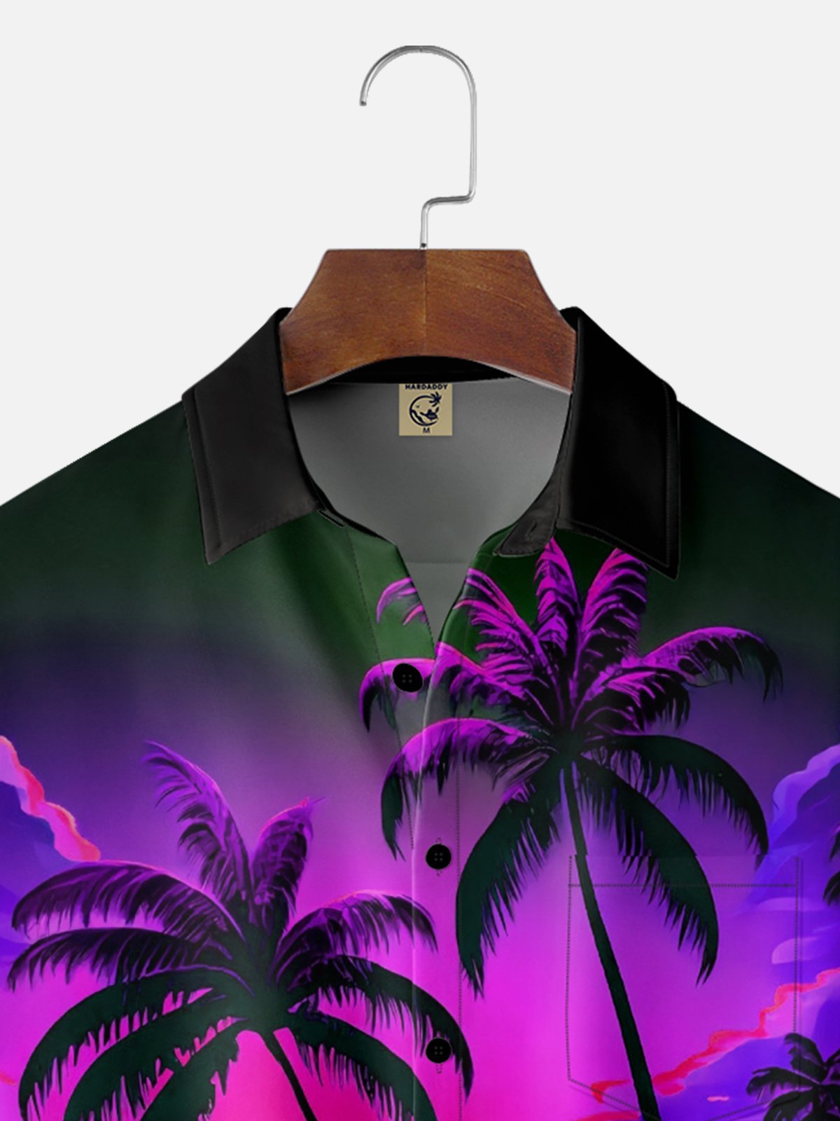 Moisture-wicking Coconut Palm Tree Beach Chest Pocket Hawaiian Shirt