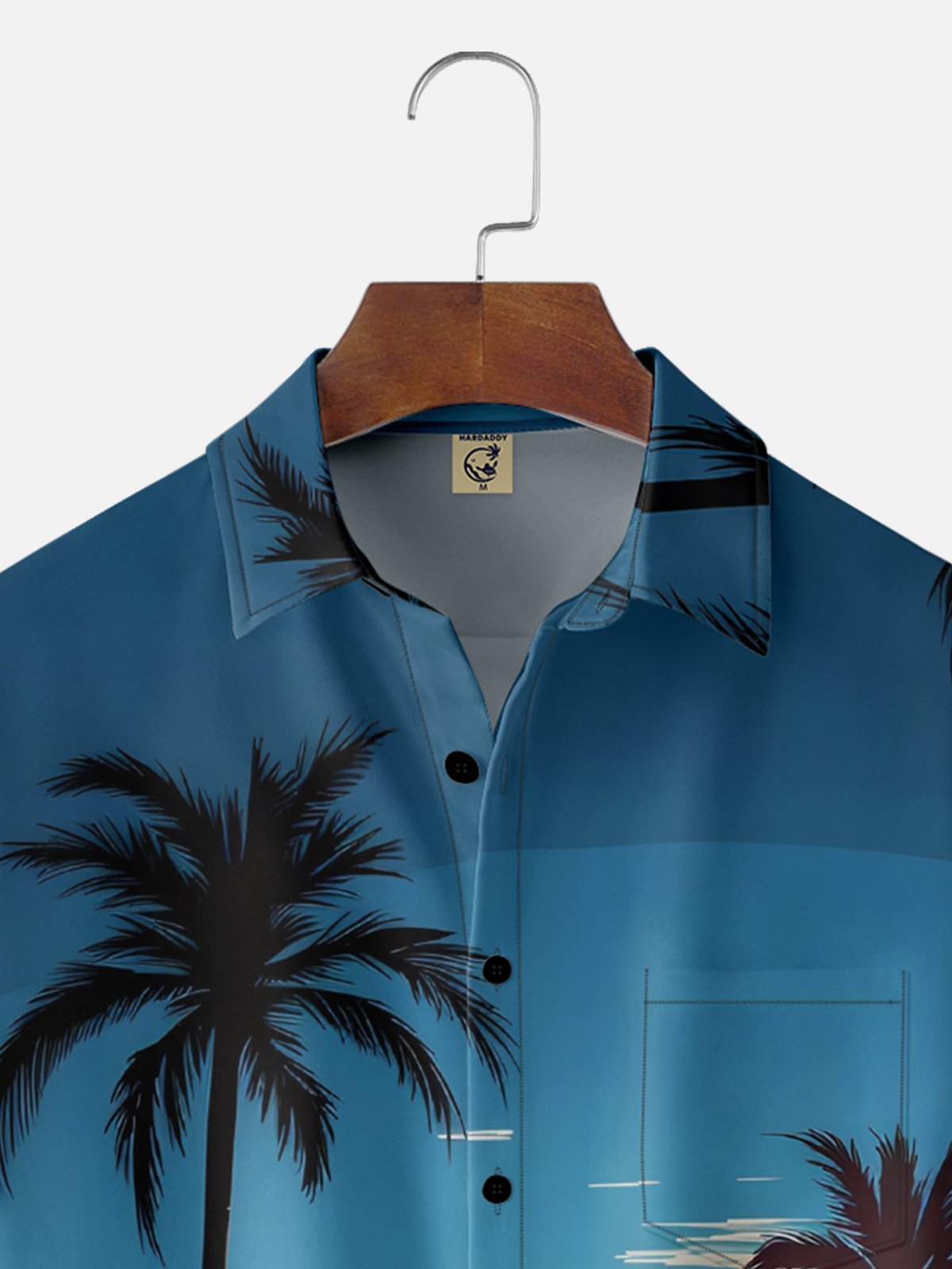 Moisture-wicking Coconut Tree Beach Chest Pocket Hawaiian Shirt