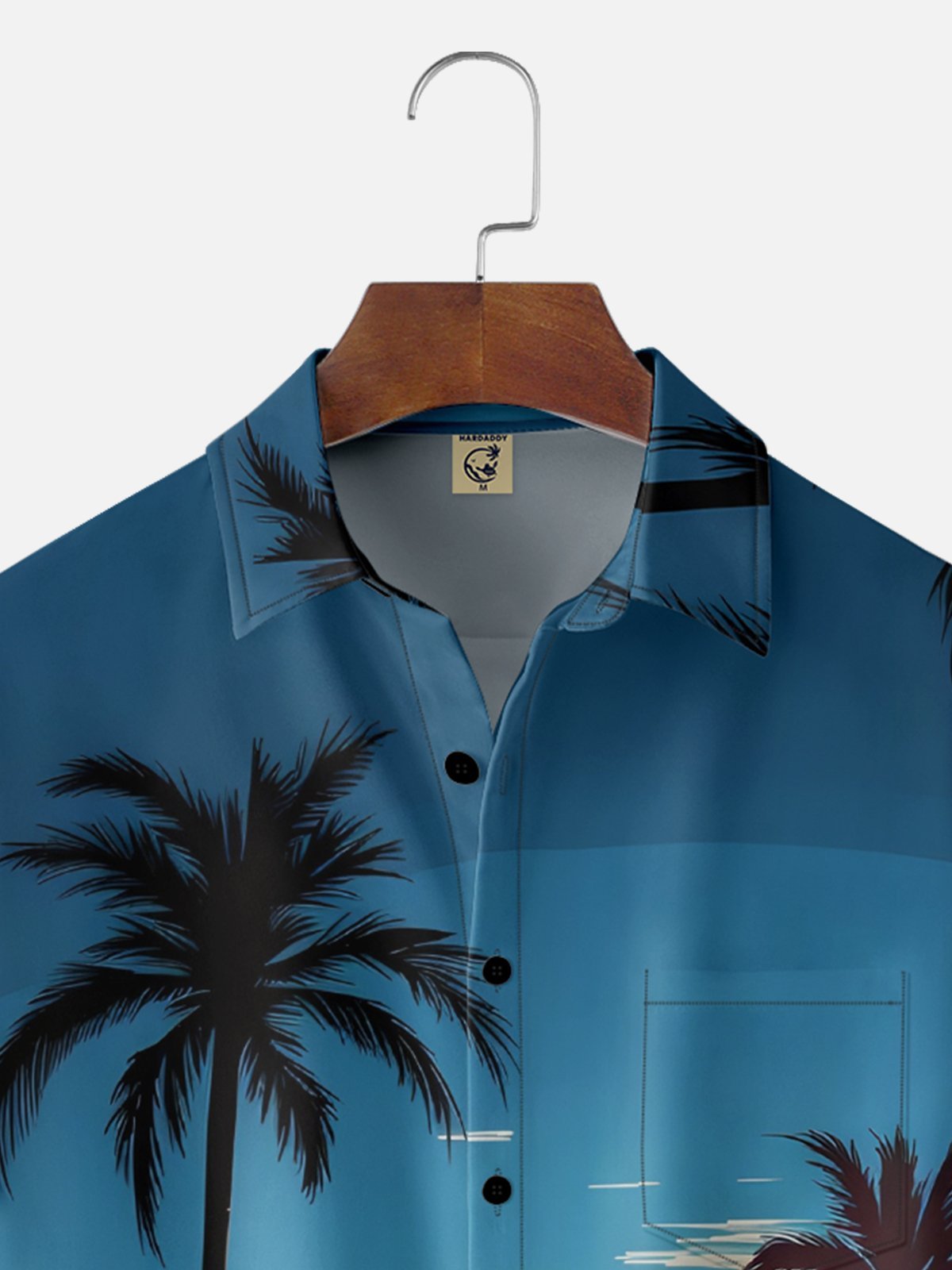 Moisture-wicking Coconut Tree Beach Chest Pocket Hawaiian Shirt