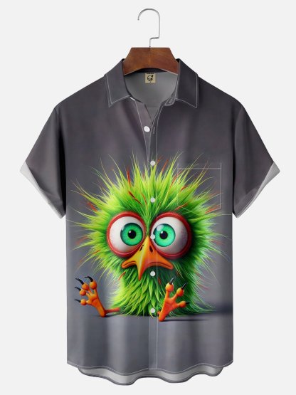 Moisture-wicking Silly Chicken Chest Pocket Hawaiian Shirt
