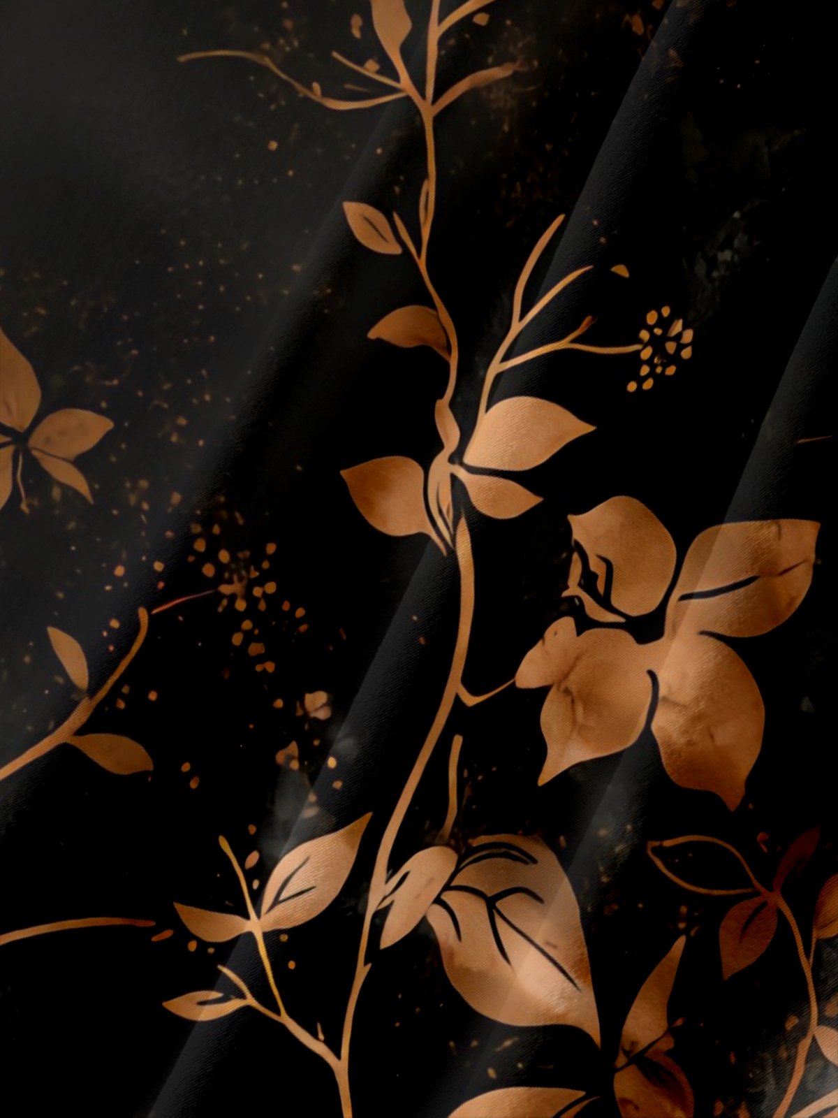 Moisture-Wicking Leaf & Floral Print Chest Pocket Holiday Hawaiian Shirt