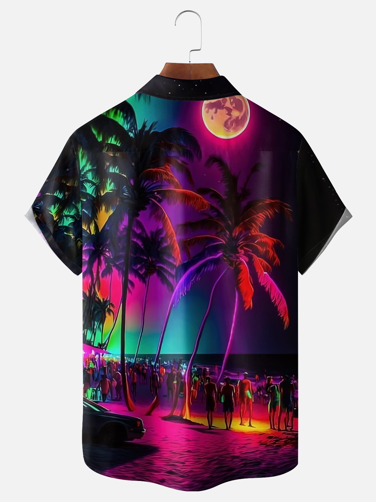 Moisture-wicking Dreamy Beach Coconut Tree Chest Pocket Hawaiian Shirt