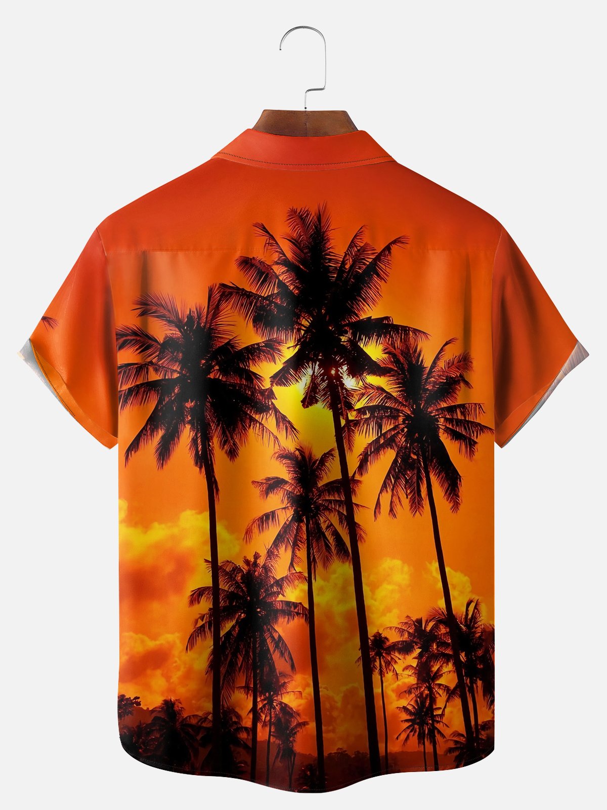 Big Size Moisture-wicking Palm Tree Chest Pocket Hawaiian Shirt