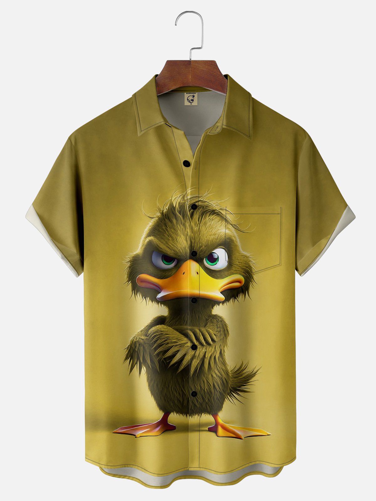 Moisture-wicking Angry Duck Chest Pocket Hawaiian Shirt