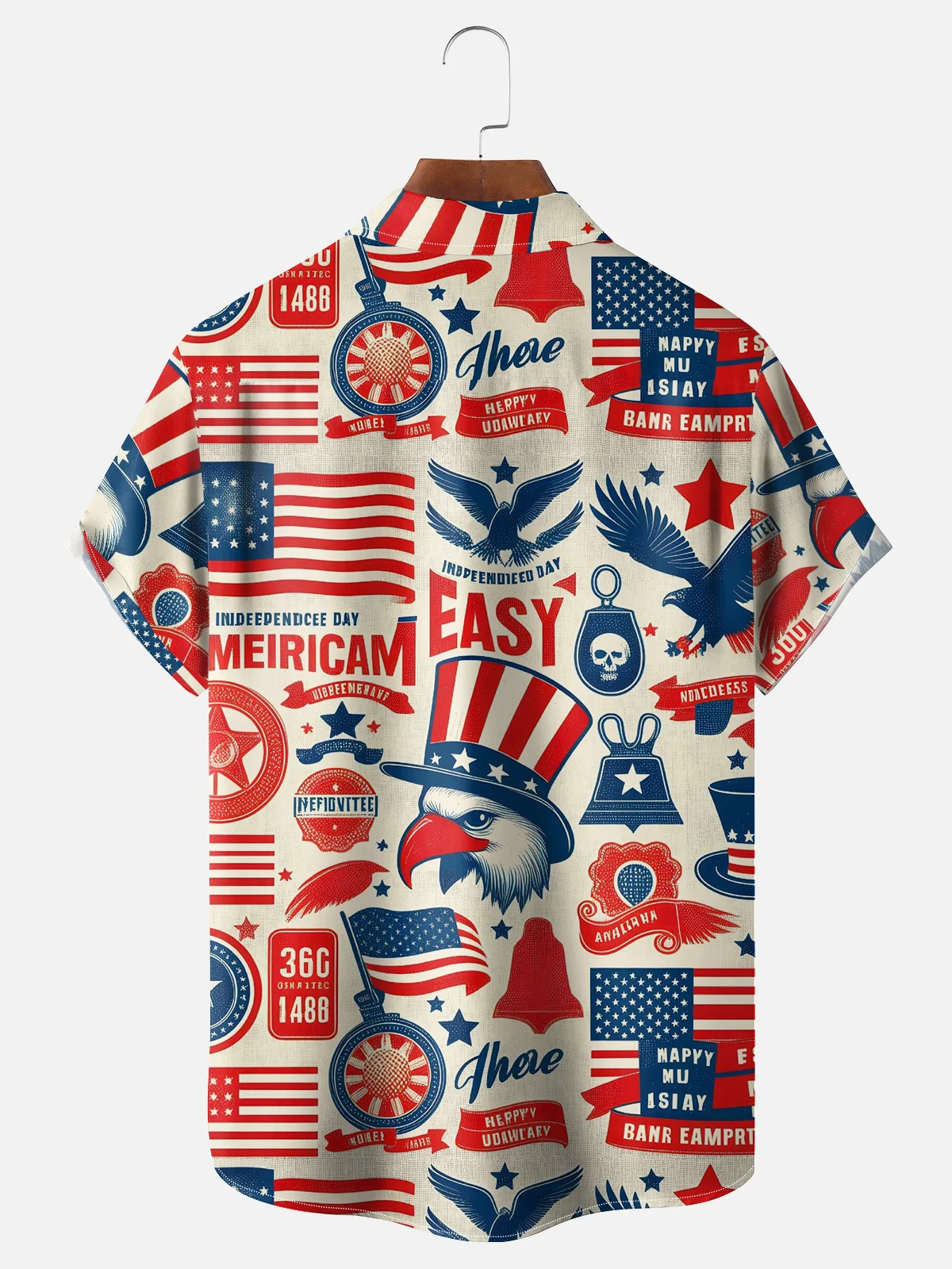 Moisture-wicking American Flag Chest Pocket Hawaiian Shirt
