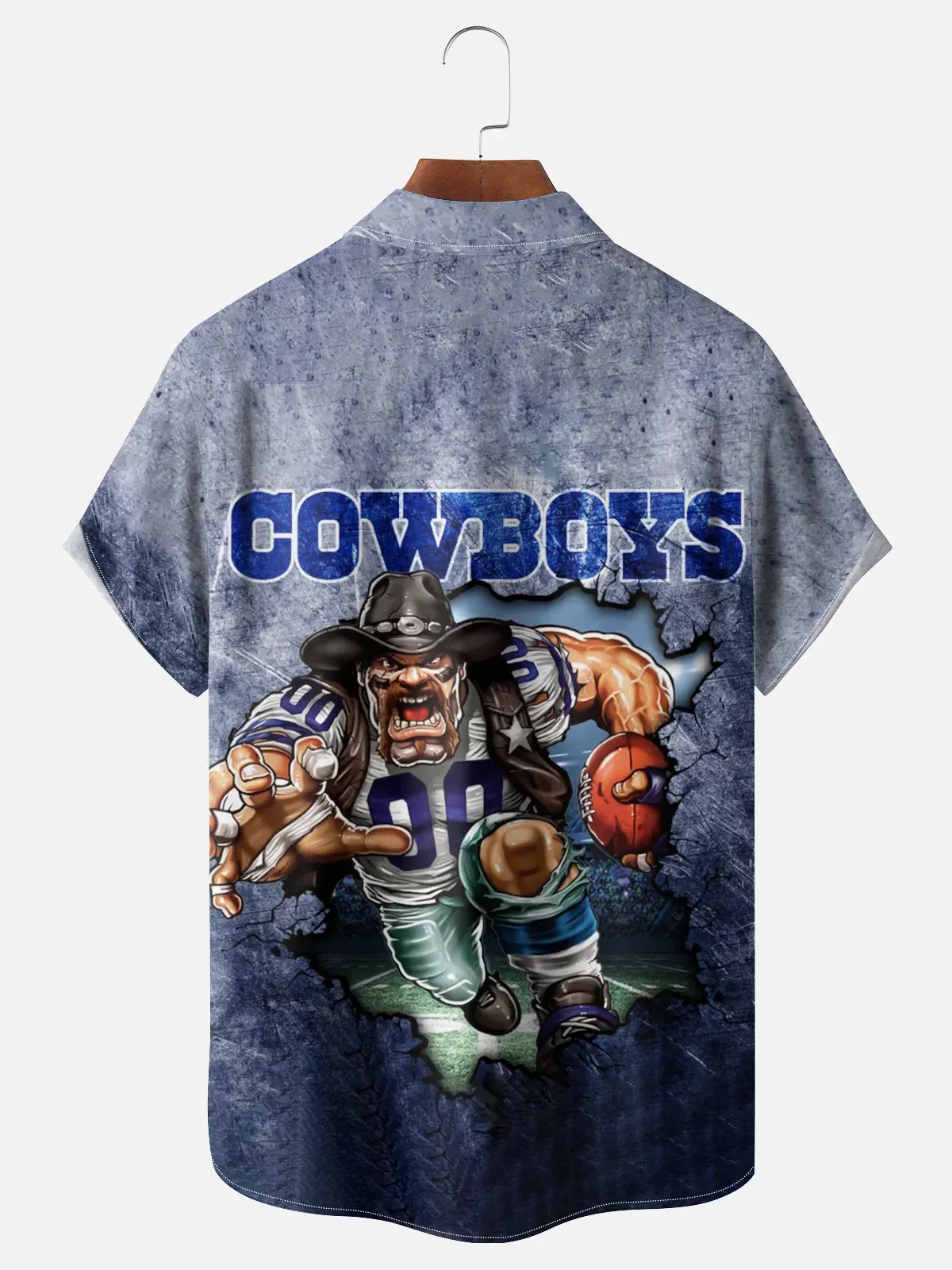 Moisture Wickin Cowboys Football Chest Pocket Holiday Hawaiian Shirt
