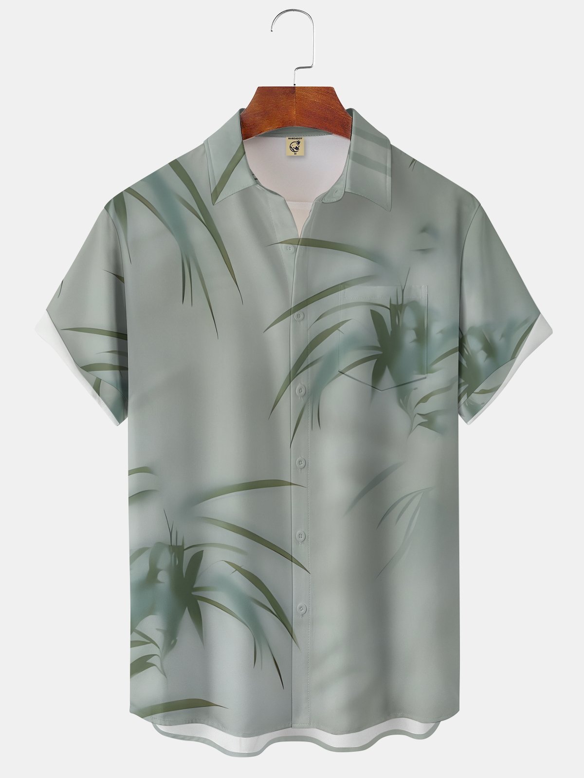 Moisture-wicking Leaf Chest Pocket Hawaiian Shirt