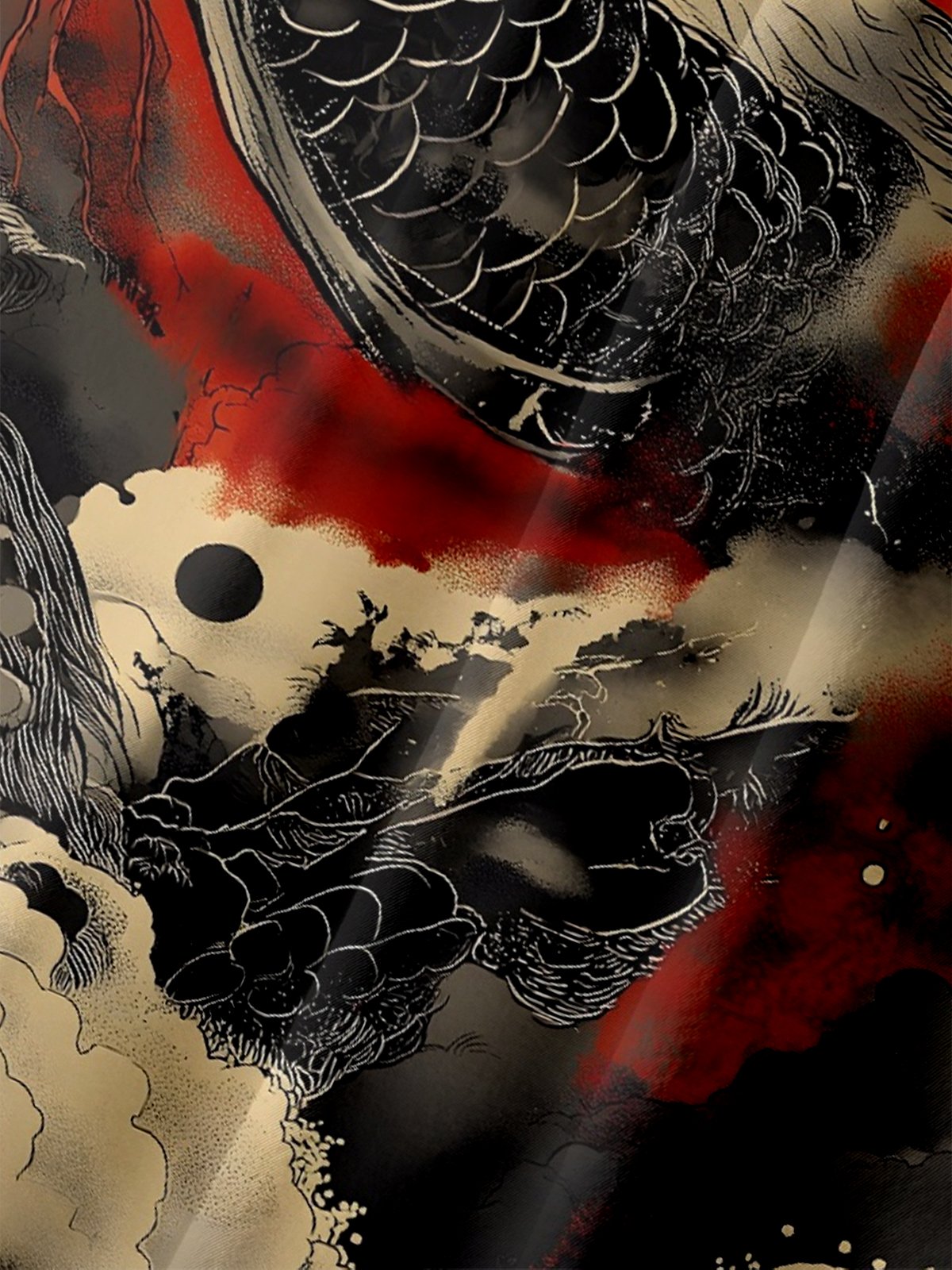 Moisture Wicking Ukiyo-e Dragon Chest Pocket Hawaiian Shirt