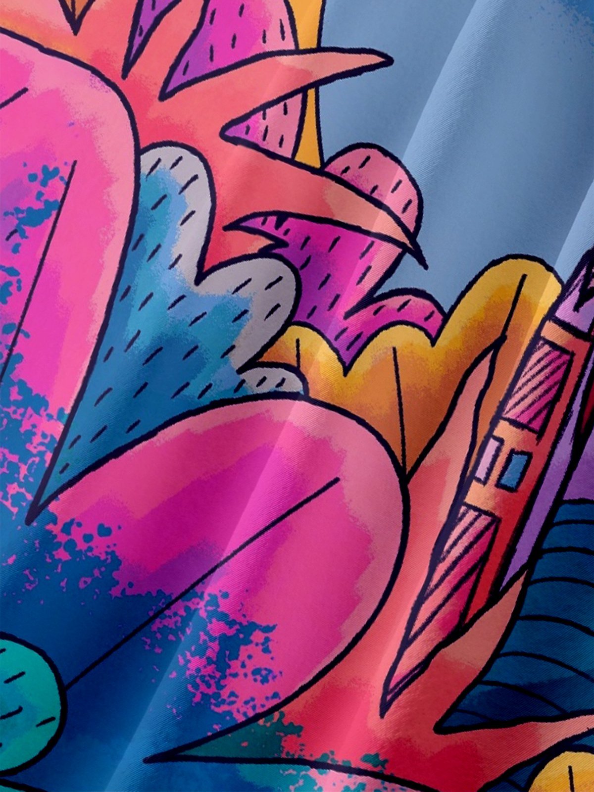 x Stephen Wade Moisture Wicking Abstract Art Landscape Chest Pocket Hawaiian Shirt