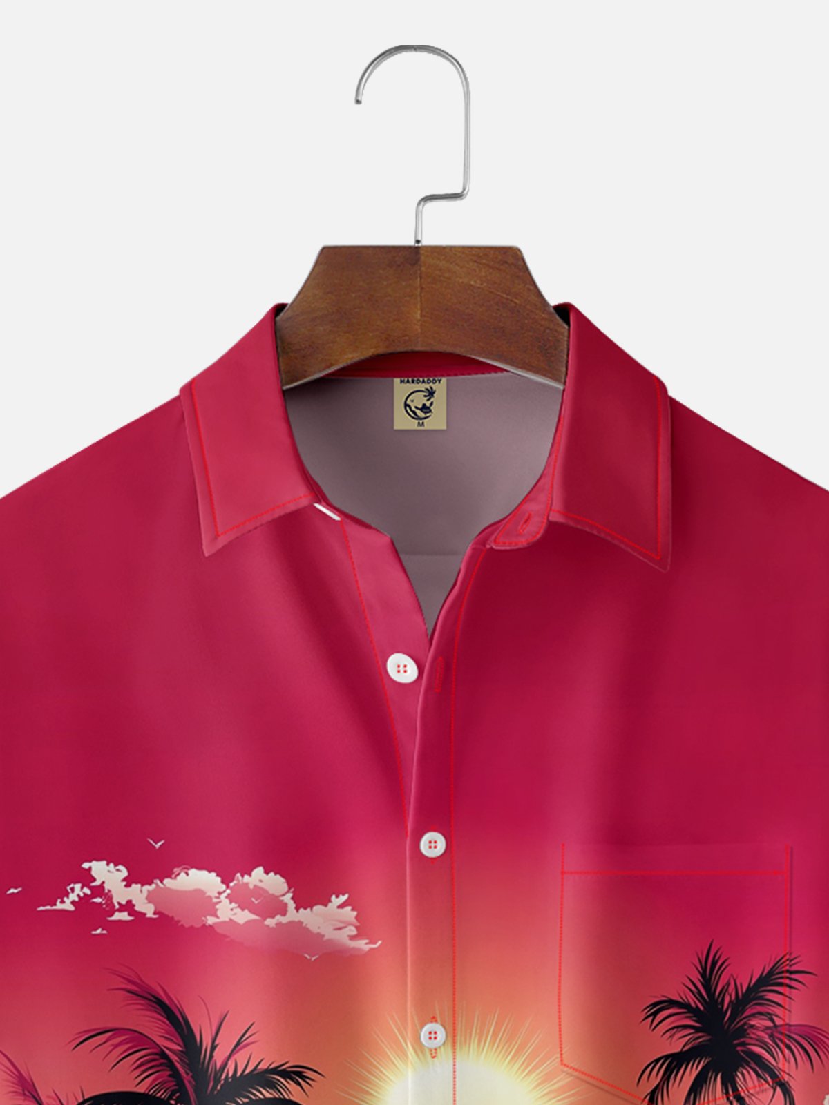 Moisture-wicking Tropical Palm Tree Chest Pocket Hawaiian Shirt