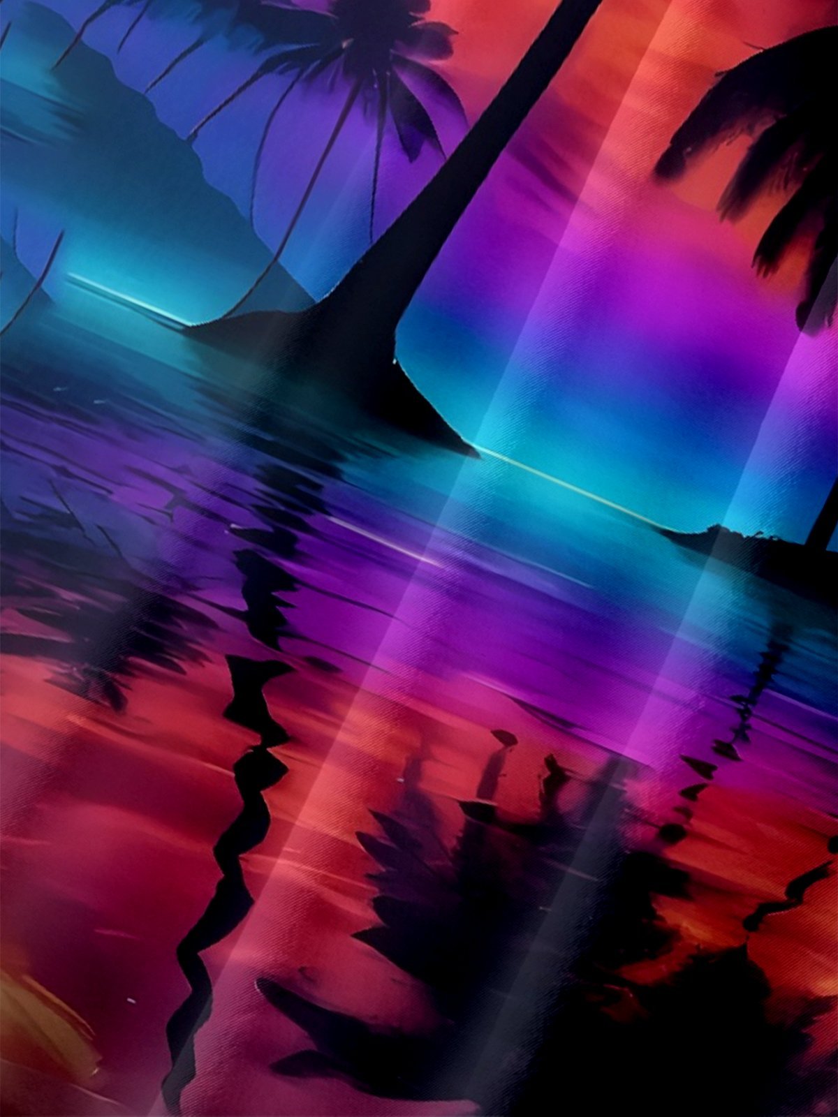 Moisture-wicking Dreamy Avant-garde Beach Coconut Tree Chest Pocket Hawaiian Shirt