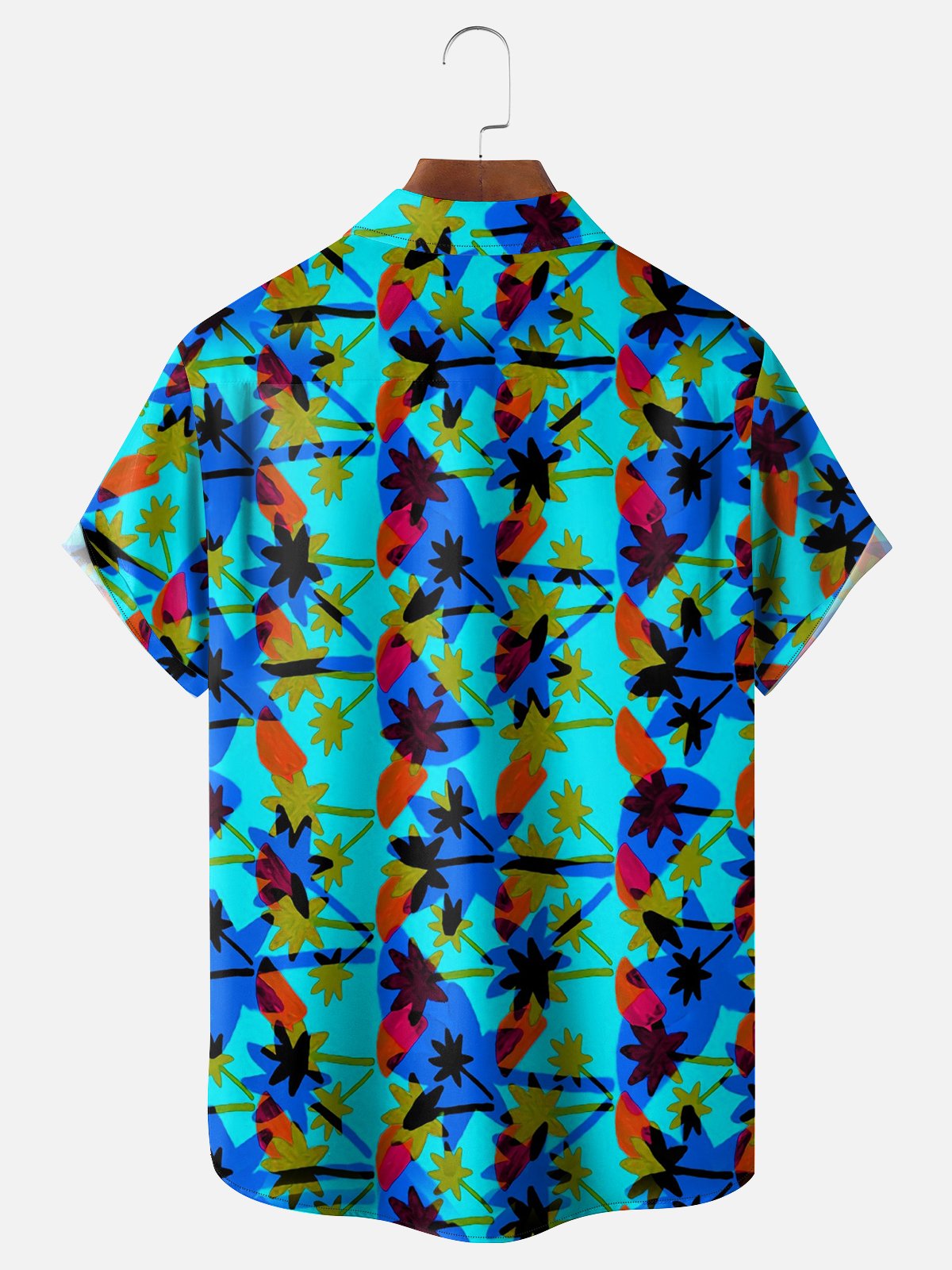 Moisture-wicking Palm Tree Chest Pocket Hawaiian Shirt