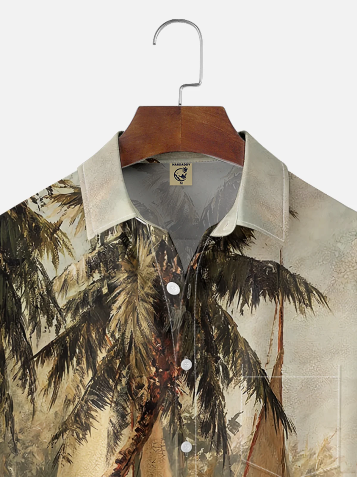 Mens Hawaiian Leaves Print Lapel Loose Chest Pockets Short Sleeve Funky Aloha Shirt