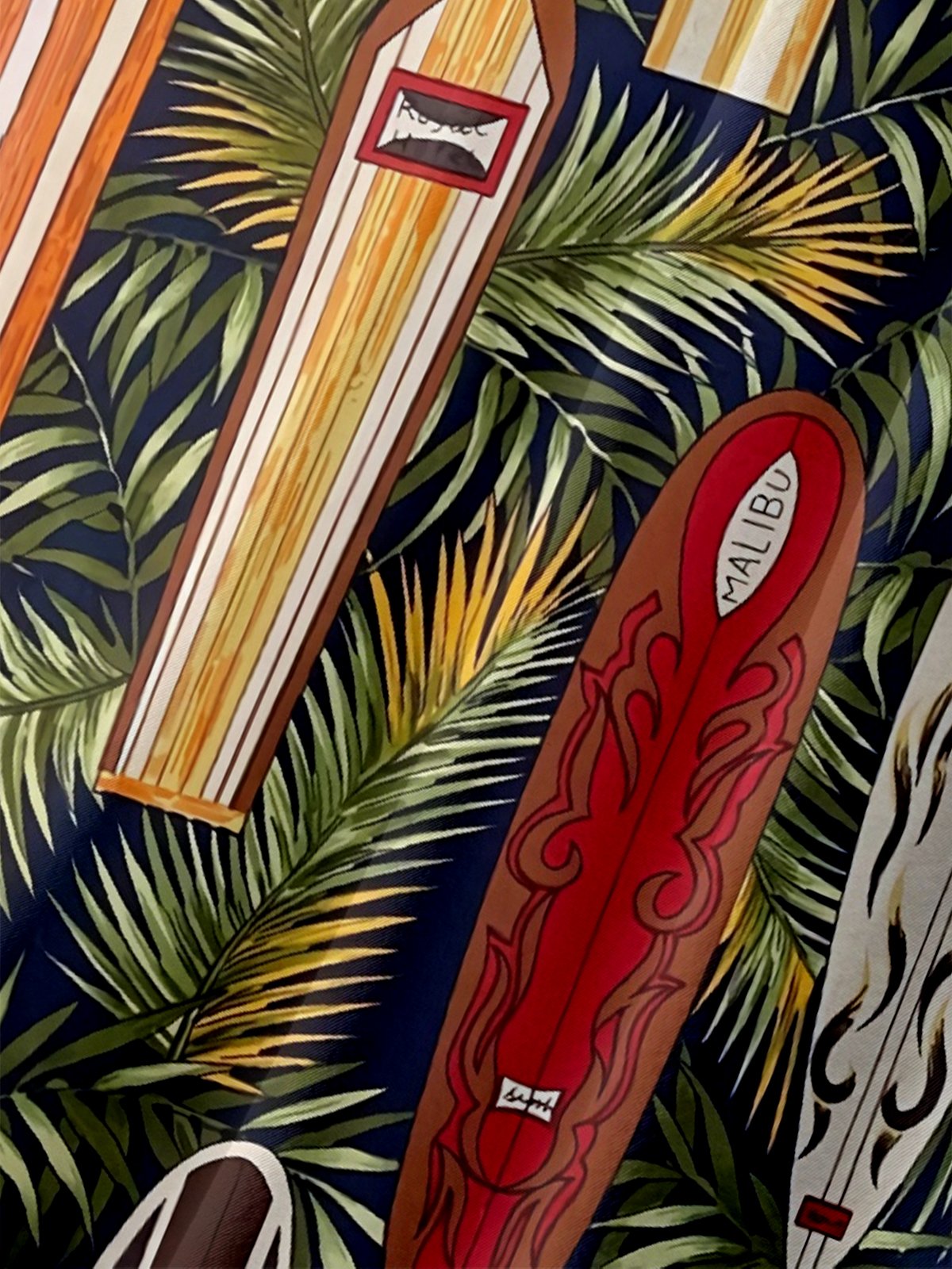 Moisture-wicking Surfboard Palm Leaves Chest Pocket Hawaiian Shirt