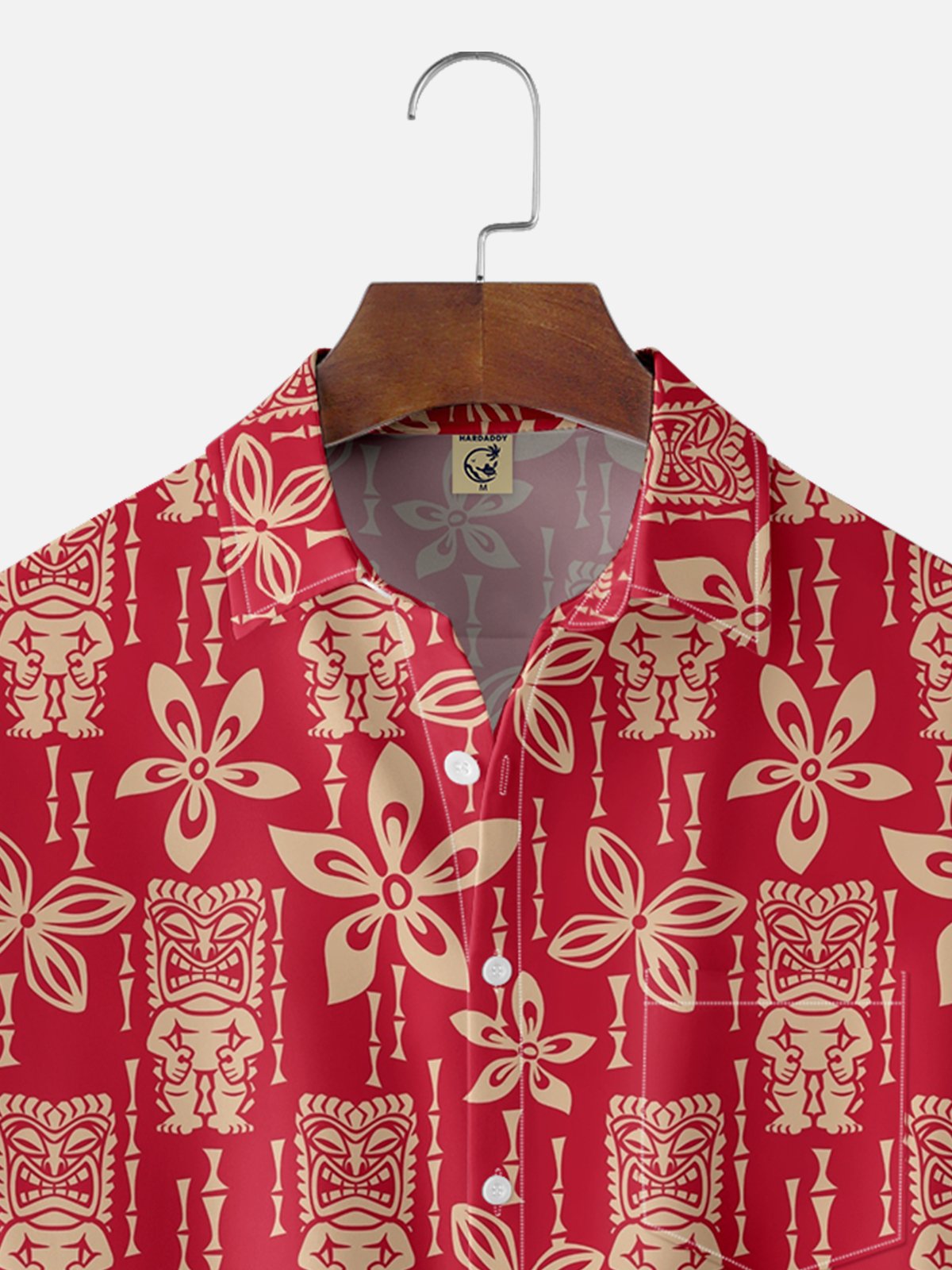 Moisture-wicking Tiki Chest Pocket Hawaiian Shirt