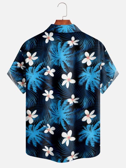 Moisture Wicking Tropical Floral Coconut Tree Hawaiian Shirt