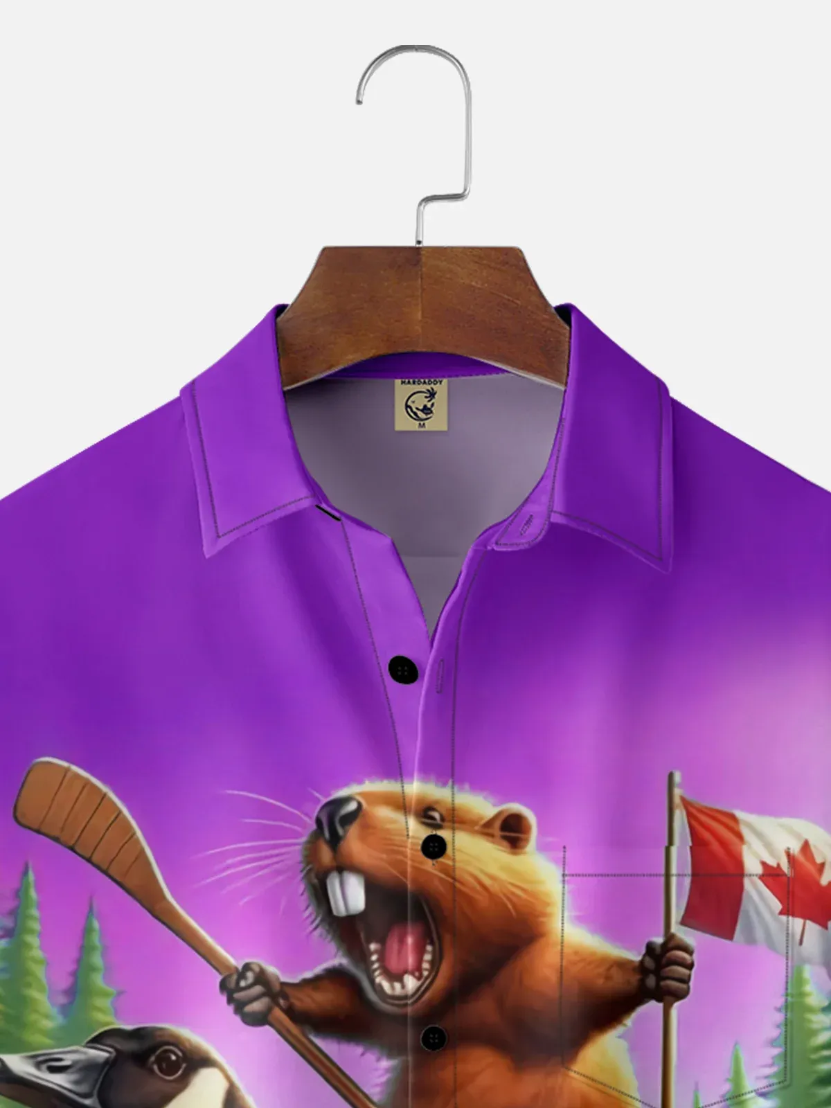 Moisture Wicking Canada Groundhog Maple Leaf Chest Pocket  Hawaiian Shirt
