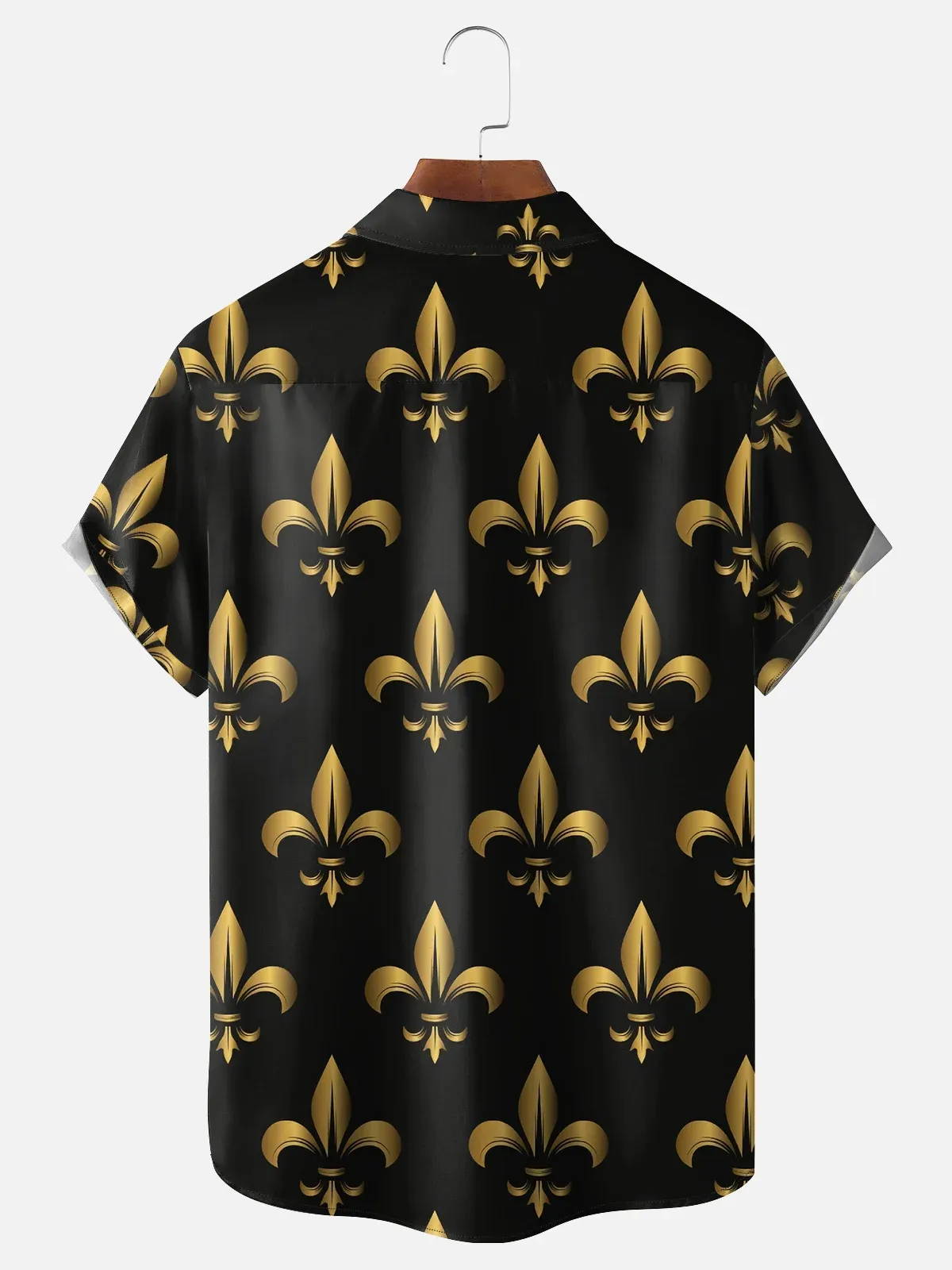 Mens Fleur de lis Print Casual Breathable Short Sleeve Hawaiian Shirts