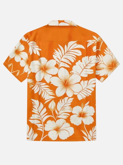 Moisture-wicking Floral Chest Pocket Hawaiian Shirt