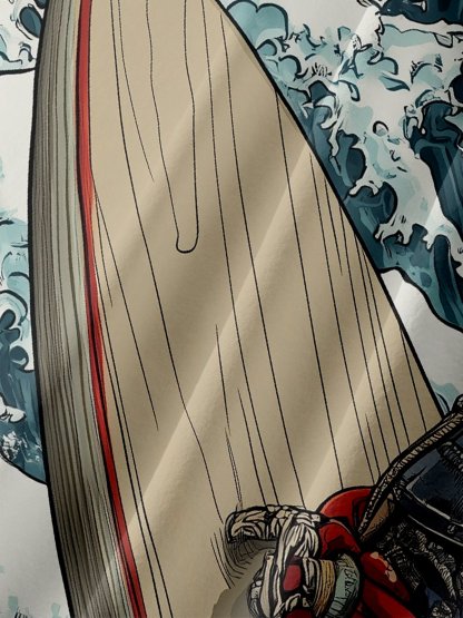 Moisture Wicking Ukiyo-e Wave Samurai Chest Pocket Hawaiian Shirt