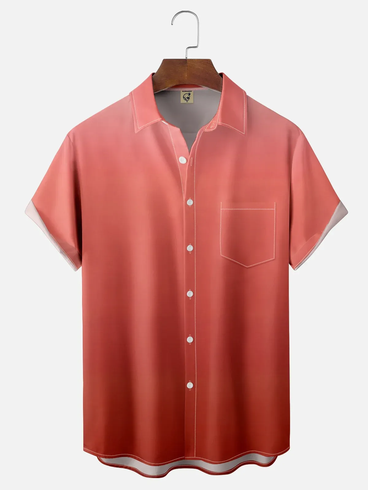 Tall Size Moisture-wicking Gradient Color Chest Pocket Hawaiian Shirt