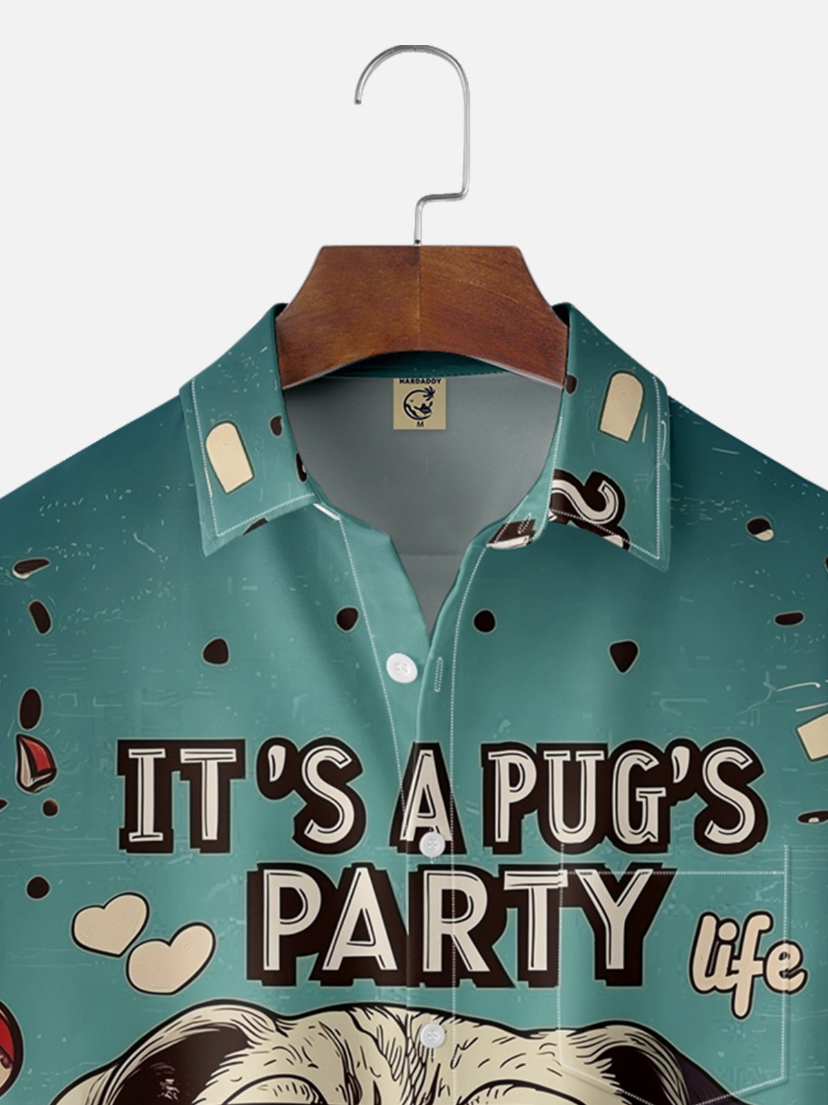 Moisture-wicking Pug‘s Party Life Chest Pocket Hawaiian Shirt