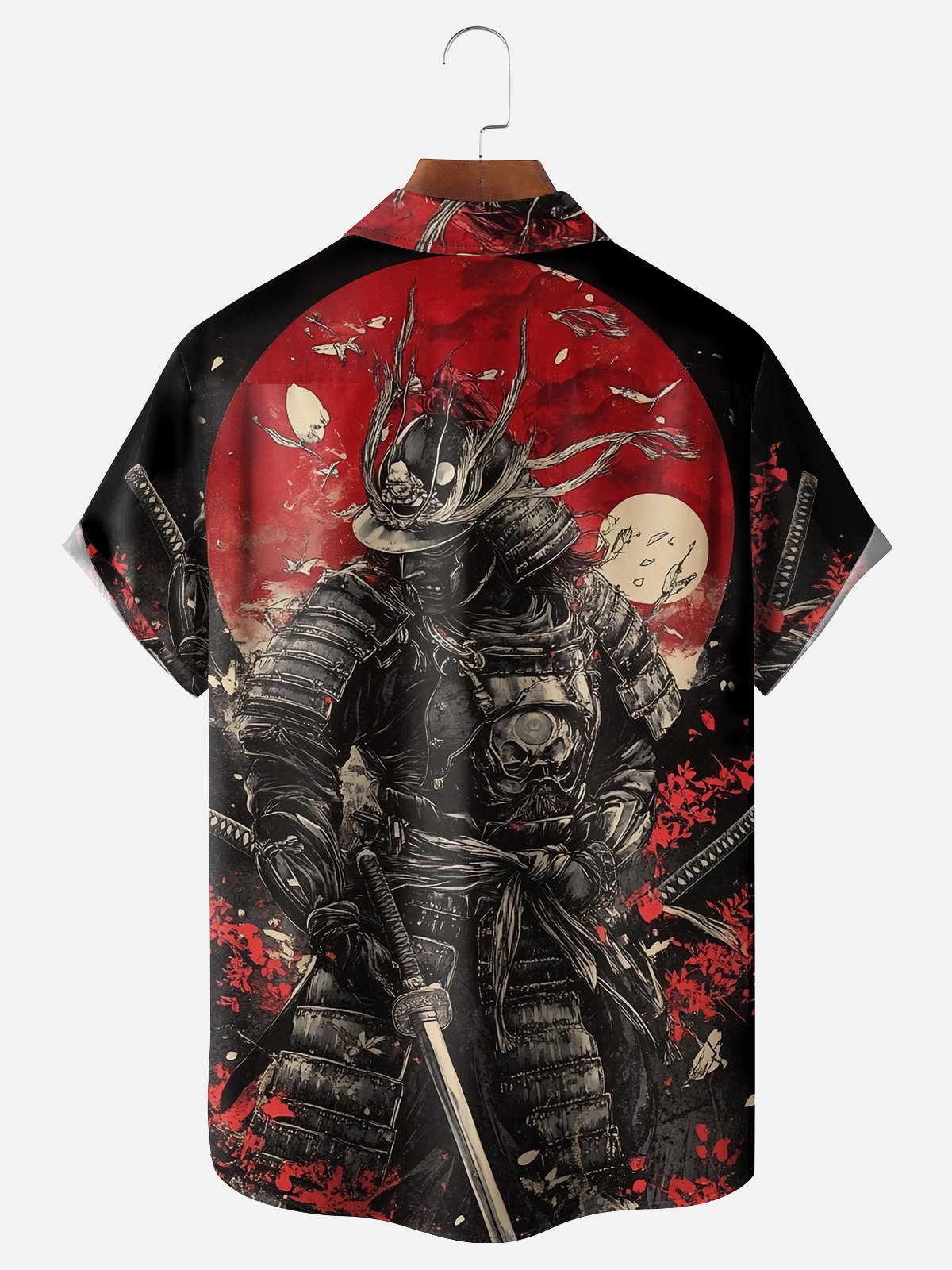 Moisture Wicking Japanese Ukiyo-e Samurai Chest Pocket Hawaiian Shirt