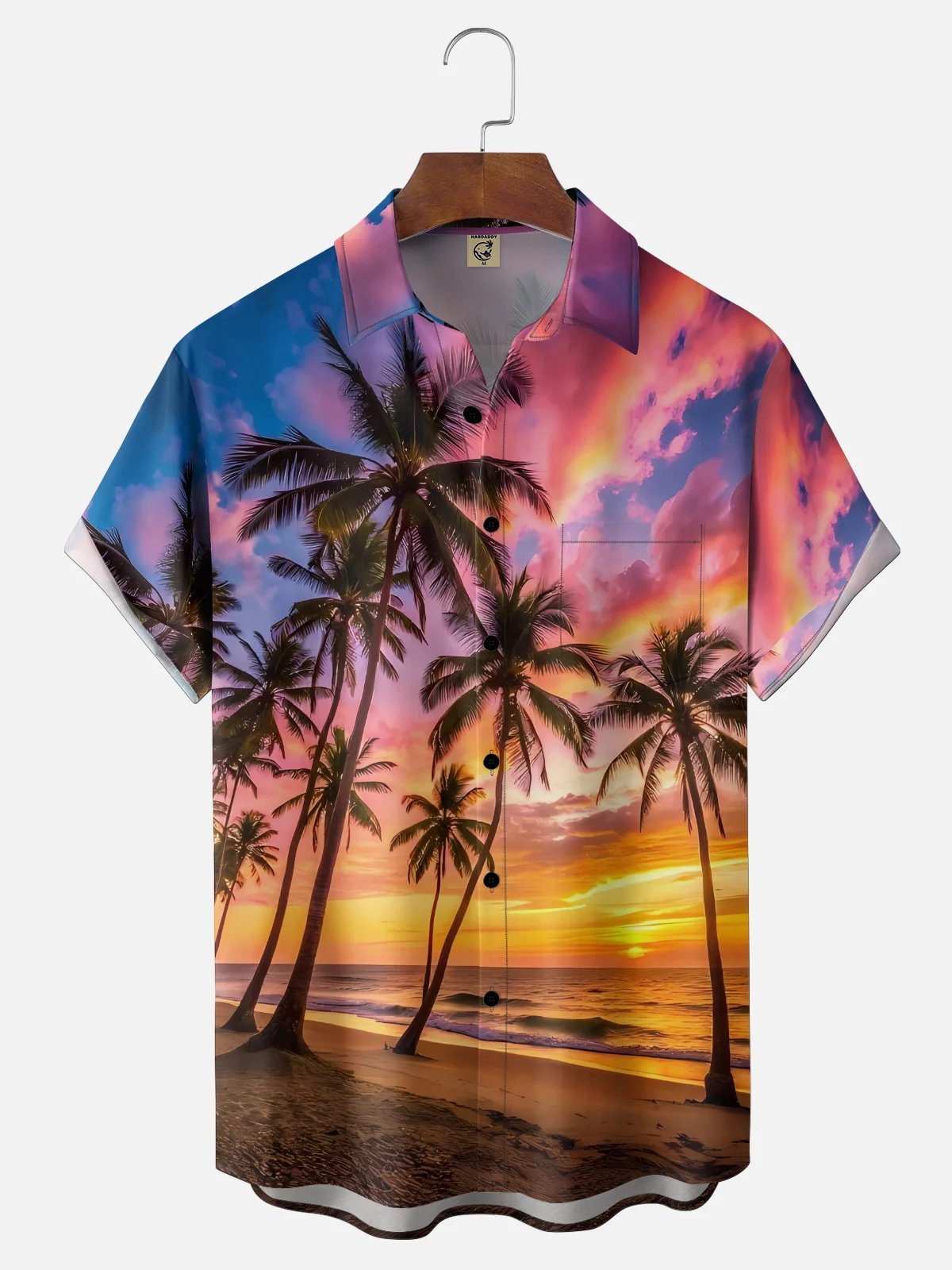 Moisture-wicking Coconut Tree Beach Chest Pocket Hawaiian Shirt