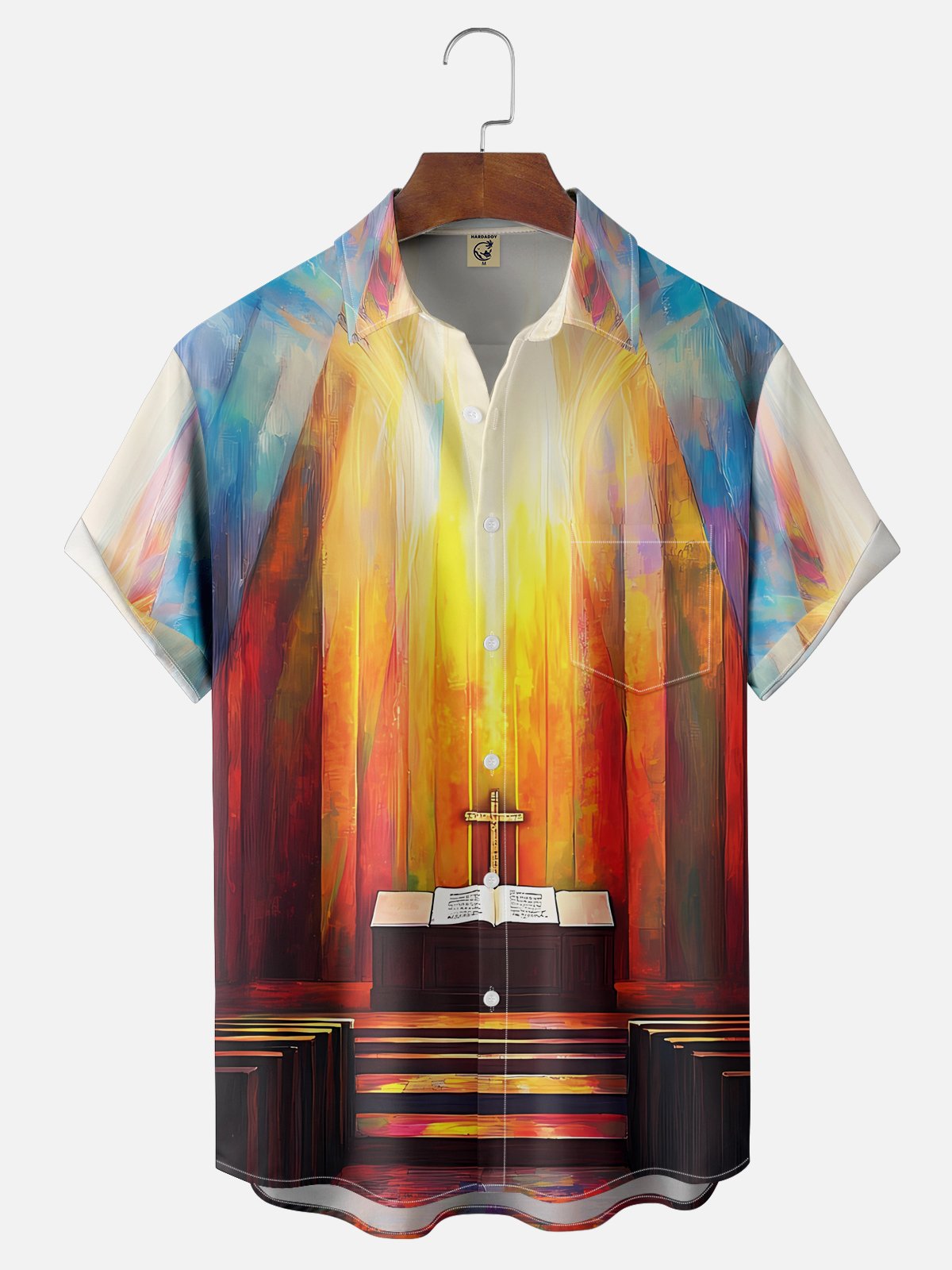 Moisture-wicking Easter Christian Cross Chest Pocket Casual Shirt
