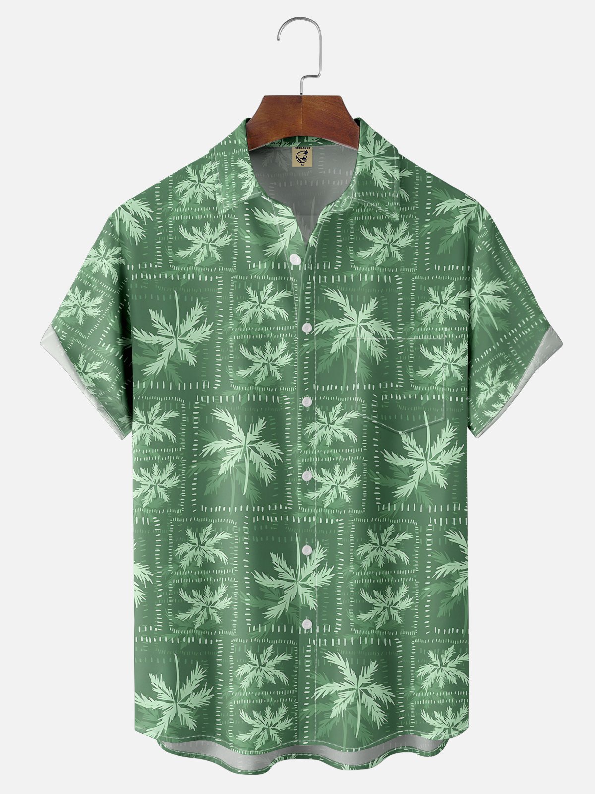 Moisture-wicking Funny Coconut Tree Chest Pocket Hawaiian Shirt