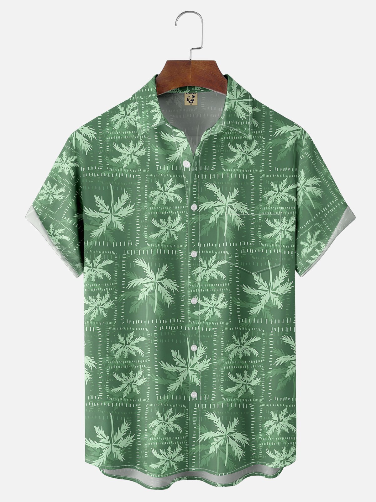 Moisture-wicking Funny Coconut Tree Chest Pocket Hawaiian Shirt