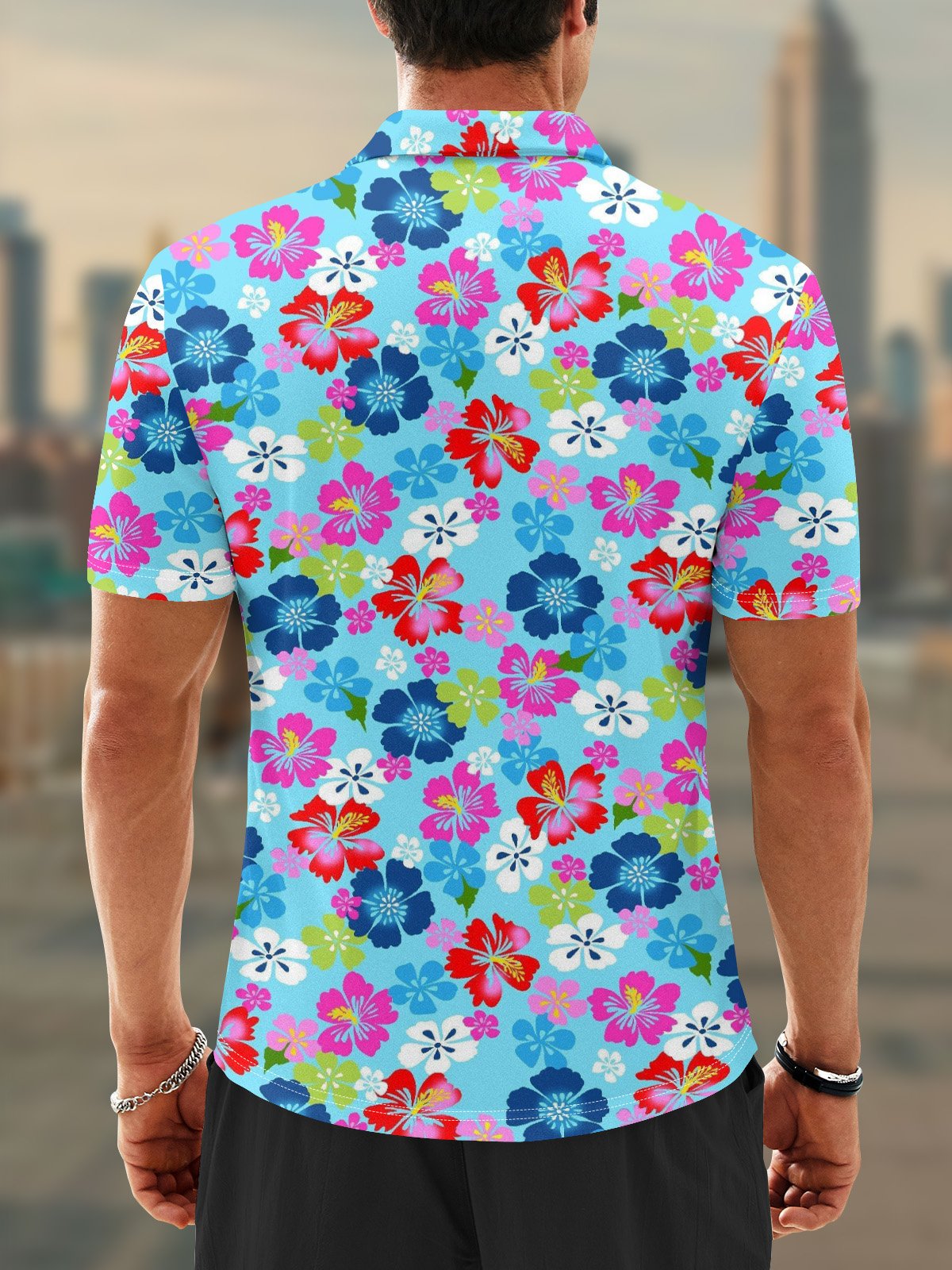 Moisture Wicking Hawaiian Flowers Golf Polo