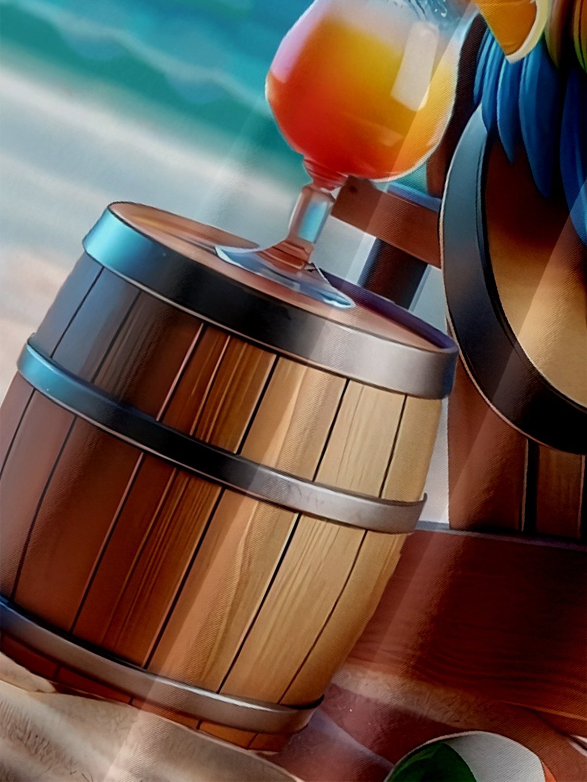 Moisture-wicking Retro Avant-garde Parrot Guitar Beach Cocktail Summer Blue Chest Pocket Hawaiian Shirt