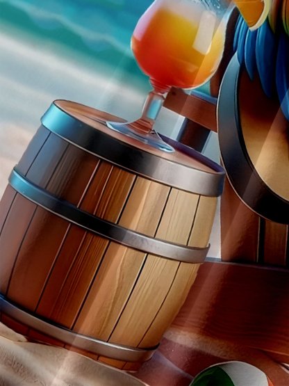 Moisture-wicking Retro Avant-garde Parrot Guitar Beach Cocktail Summer Blue Chest Pocket Hawaiian Shirt